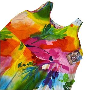 Jams World Watercolor Flowers Print  Dress Women's 2X Hawaiian Rayon NWT